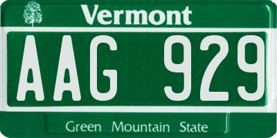 VT license plate AAG929