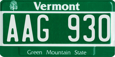 VT license plate AAG930