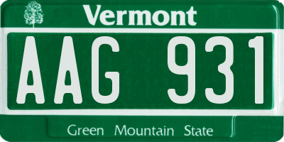 VT license plate AAG931