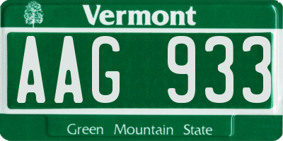 VT license plate AAG933