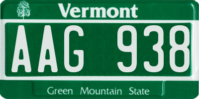 VT license plate AAG938