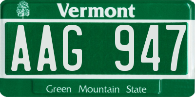 VT license plate AAG947