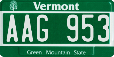 VT license plate AAG953