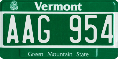 VT license plate AAG954