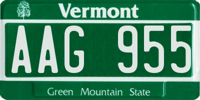 VT license plate AAG955