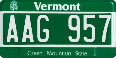 VT license plate AAG957