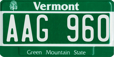 VT license plate AAG960