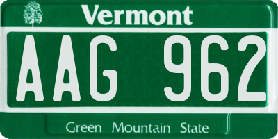 VT license plate AAG962