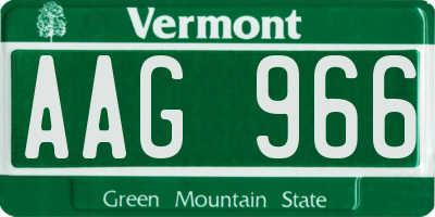 VT license plate AAG966