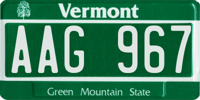 VT license plate AAG967