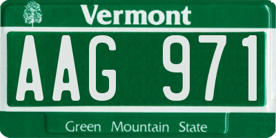 VT license plate AAG971