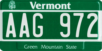 VT license plate AAG972