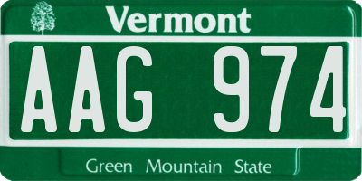 VT license plate AAG974