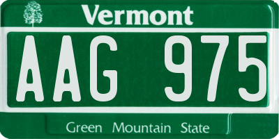 VT license plate AAG975