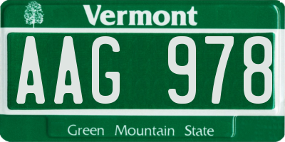 VT license plate AAG978