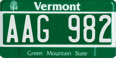 VT license plate AAG982