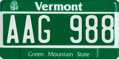 VT license plate AAG988