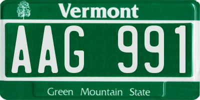 VT license plate AAG991