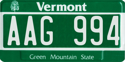 VT license plate AAG994