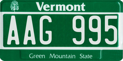 VT license plate AAG995