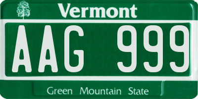 VT license plate AAG999