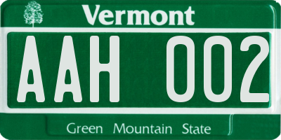 VT license plate AAH002