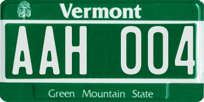 VT license plate AAH004