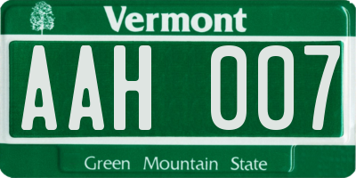 VT license plate AAH007