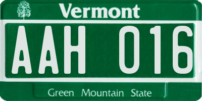 VT license plate AAH016