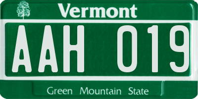 VT license plate AAH019