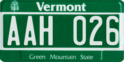 VT license plate AAH026