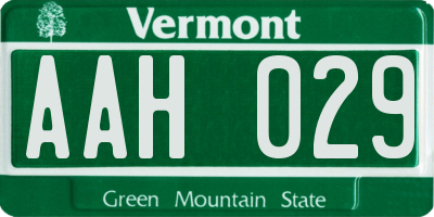 VT license plate AAH029