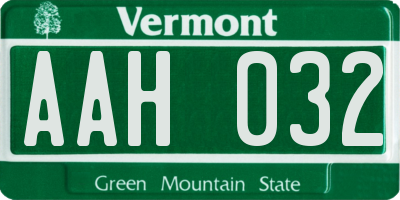 VT license plate AAH032