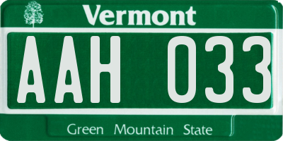 VT license plate AAH033