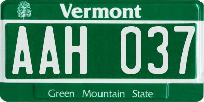 VT license plate AAH037