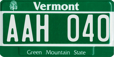 VT license plate AAH040