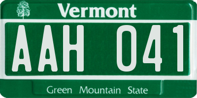 VT license plate AAH041