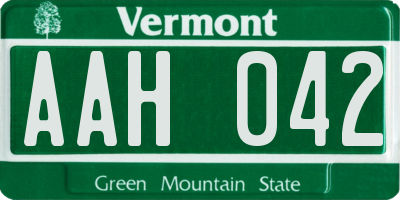 VT license plate AAH042