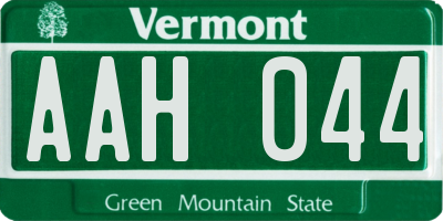 VT license plate AAH044