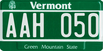 VT license plate AAH050