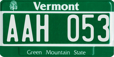 VT license plate AAH053