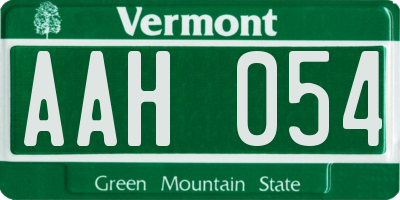 VT license plate AAH054