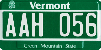 VT license plate AAH056