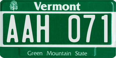 VT license plate AAH071