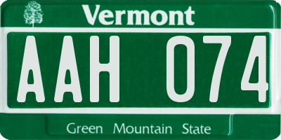 VT license plate AAH074