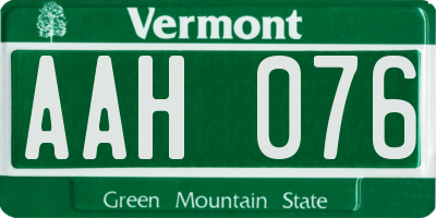 VT license plate AAH076