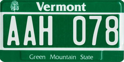 VT license plate AAH078