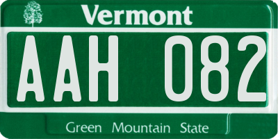 VT license plate AAH082