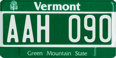 VT license plate AAH090