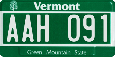 VT license plate AAH091